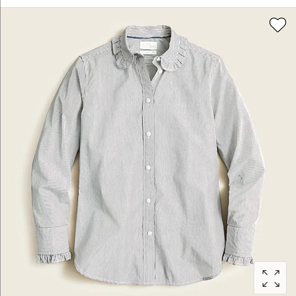 J. Crew Womens Classic Fit-Ruffle Collar shirt stripe